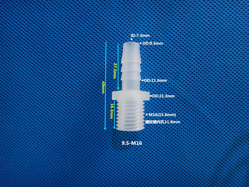 Aquarium Accessories Plastic Hose Barb Fitting Metric Thread Male Connector