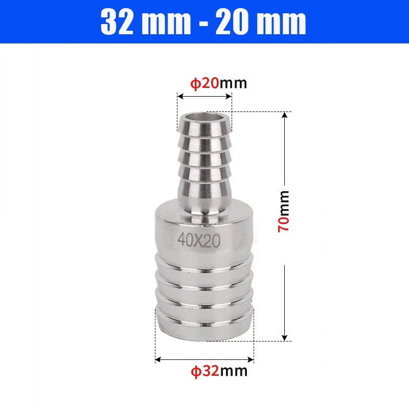 6mm~50mm Stainless Reducer Barbed Hose Joiner Connector Air Water Pipe Gas Tubi
