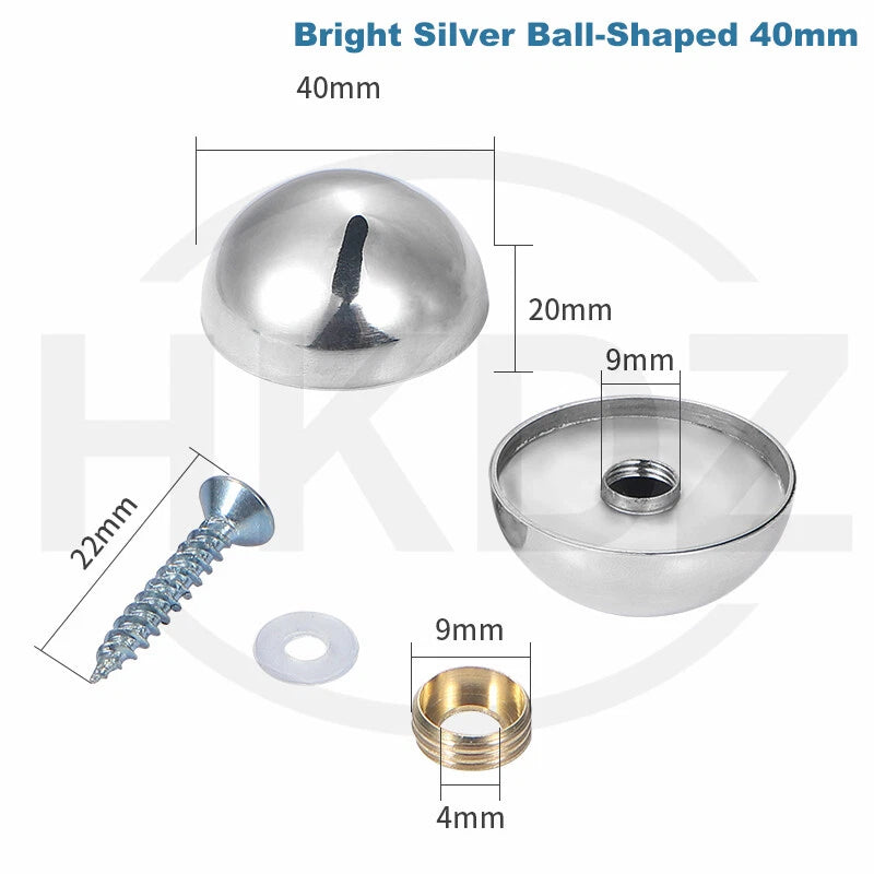 Stainless Steel Mirror Screw Cover Caps – Decorative Disc Plates for Glass, Mirrors & Furniture (16-50mm, Flat/Dome, Silver/Gold/Black/Rose Gold)