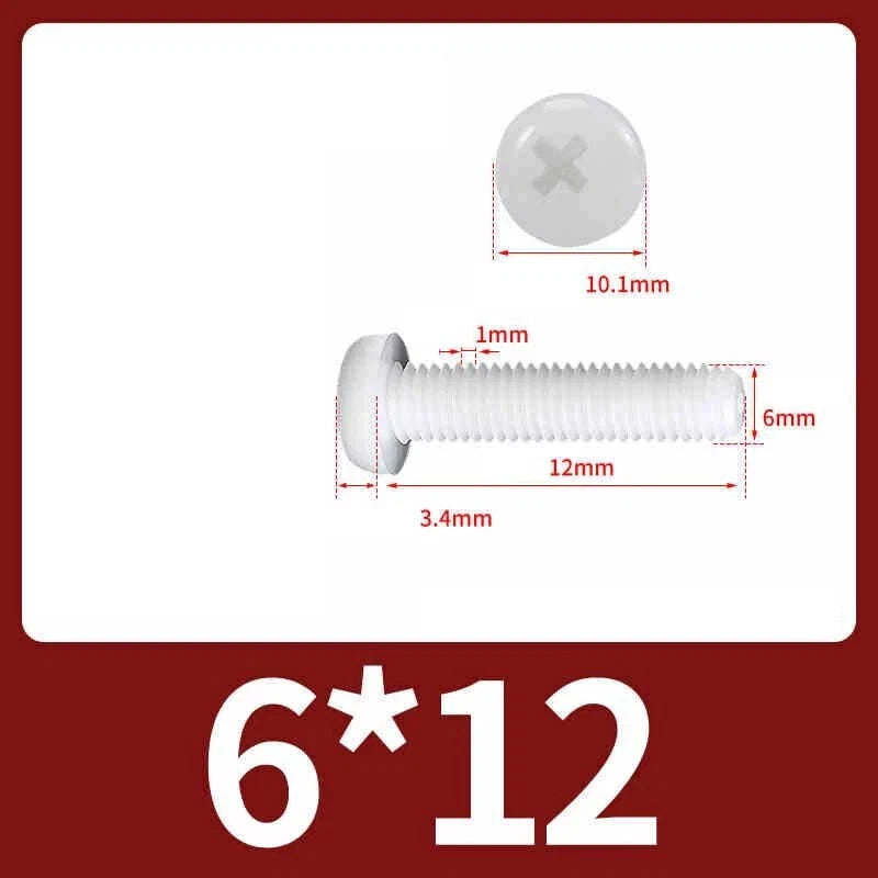 White Nylon Phillips Pan Head Machine Screws – M2 to M8, Non‑Conductive & Corrosion‑Free (PA66)