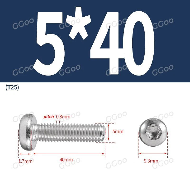 A2 Stainless Steel Torx Pan Head Machine Screws — M2 to M8, Six-Lobe Drive