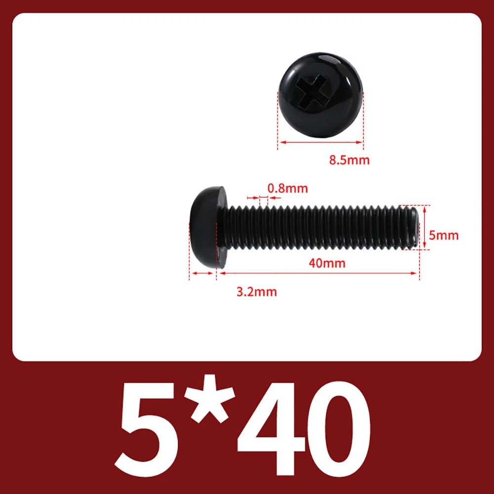 M5 M6 M8 Nylon Phillips Pan Head Machine Screws – Black & White - HomeDIYer