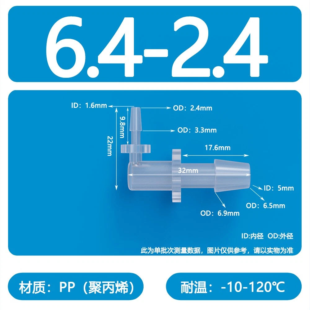 90° Elbow Plastic Barbed Joiner Reducer Connector Pipe Tube Hose Water 1.6-25mm