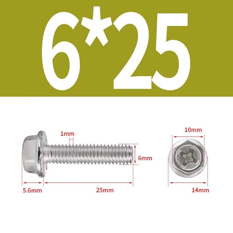 Phillips Hex Flange Screws 304 Stainless Steel M3–M8 | Dentate & Flat Flange - HomeDIYer
