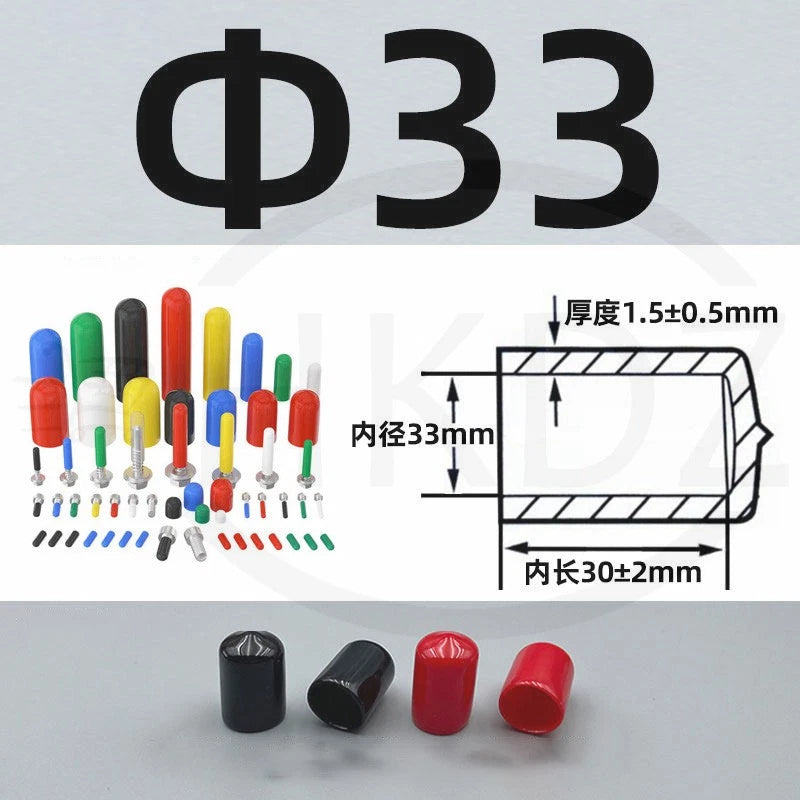 PVC End Caps for Screws, Bolts, Rods, Tubes & Cables – Thread Cover Protector, Rubber Plastic Caps (12-114mm, Multiple Colors)