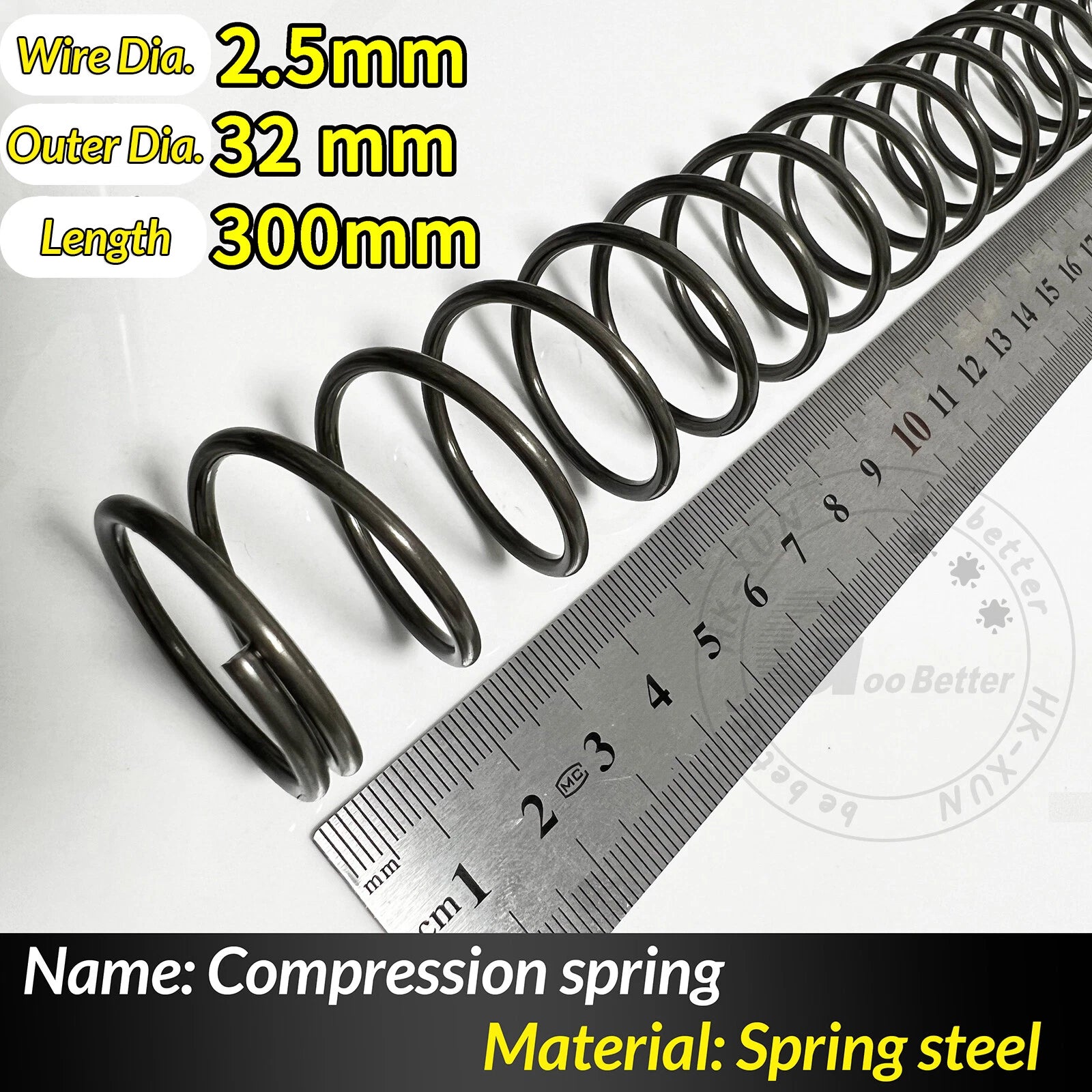 Compression Spring Pressure Springs, Wire Dia 2-3.5mm, OD 10-60mm, Length 300mm