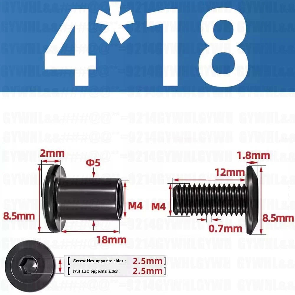 Metric Furniture Connector Bolts with End Cap Nuts — Stainless Steel M2 to M10