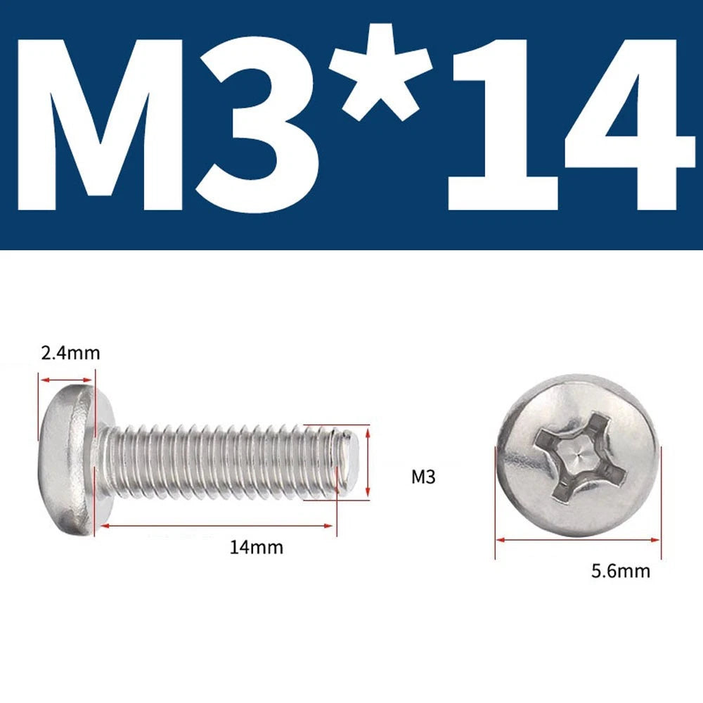 Phillips Pan Head Machine Screws — A4 Marine Grade Stainless Steel, DIN 7985 (M1.6–M10)
