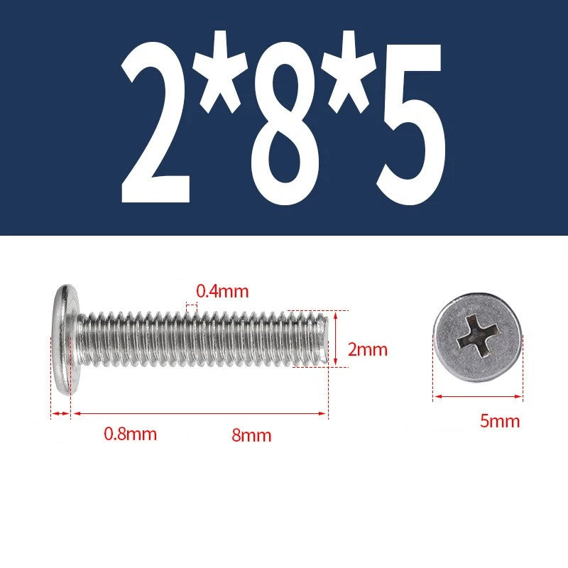 M1–M8 Ultra Thin Flat Head Phillips Machine Screws – A2 Stainless Steel, Fully Threaded