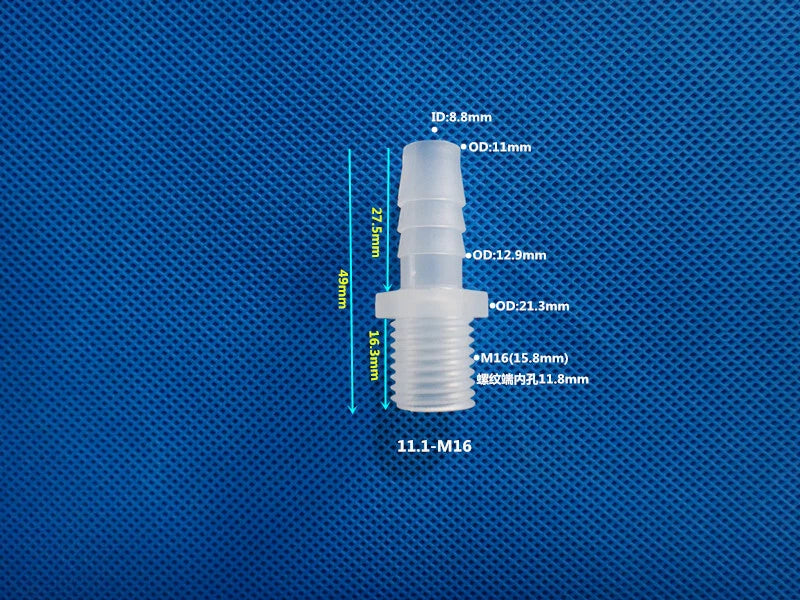 Aquarium Accessories Plastic Hose Barb Fitting Metric Thread Male Connector