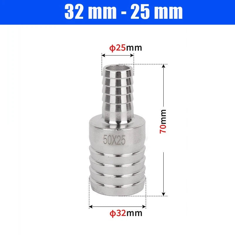 6mm~50mm Stainless Reducer Barbed Hose Joiner Connector Air Water Pipe Gas Tubi