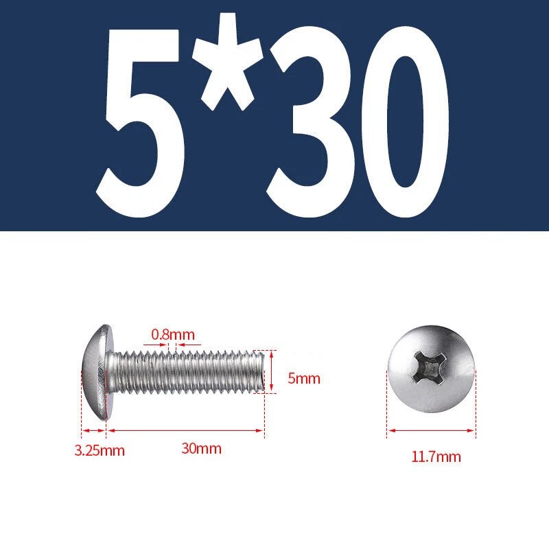 Phillips Button Head Machine Screws — Steel M2 M2.5 M3 M4 M5 M6 - HomeDIYer