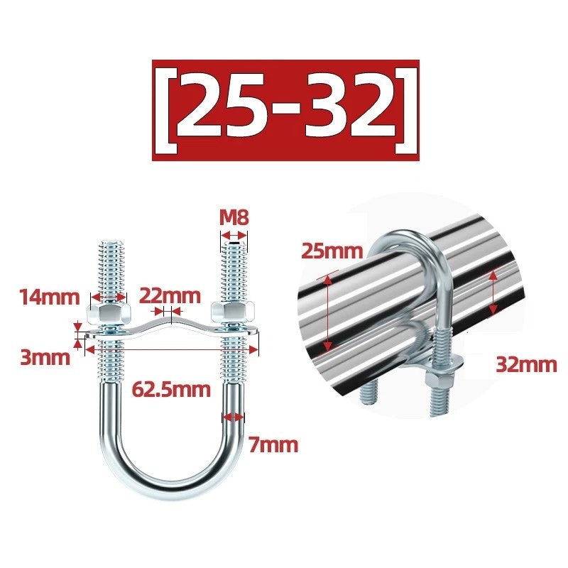 U - Bolt Pipe Clamp — Double & Single U - Shape Saddle Clamp for Greenhouse & Awning Frames - HomeDIYer