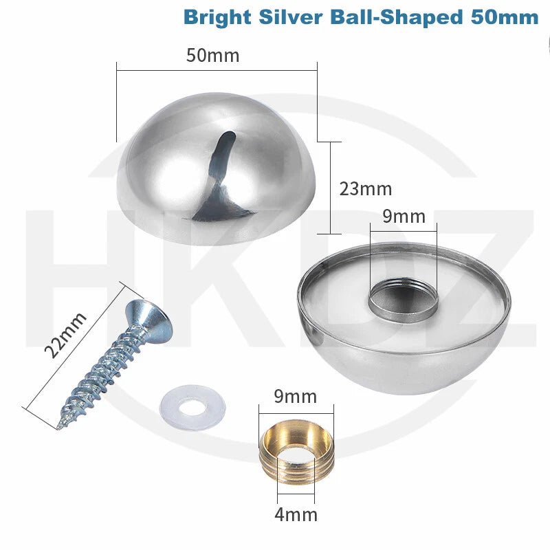 Stainless Steel Mirror Screw Cover Caps – Decorative Disc Plates for Glass, Mirrors & Furniture (16-50mm, Flat/Dome, Silver/Gold/Black/Rose Gold)