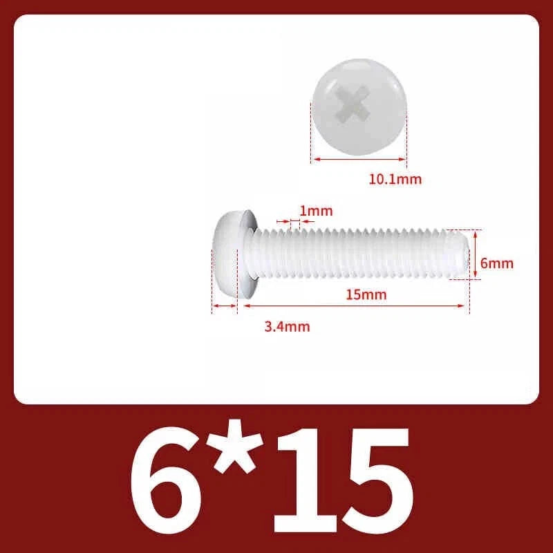 White Nylon Phillips Pan Head Machine Screws – M2 to M8, Non‑Conductive & Corrosion‑Free (PA66)