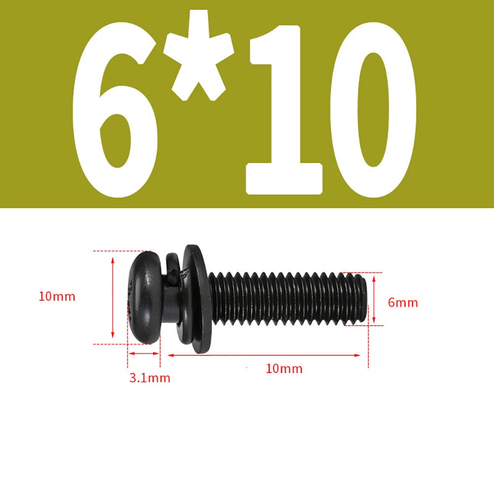M5–M8 Phillips Pan Head Screws with Flat Washer – Nickel Plated or Black Zinc, Carbon Steel