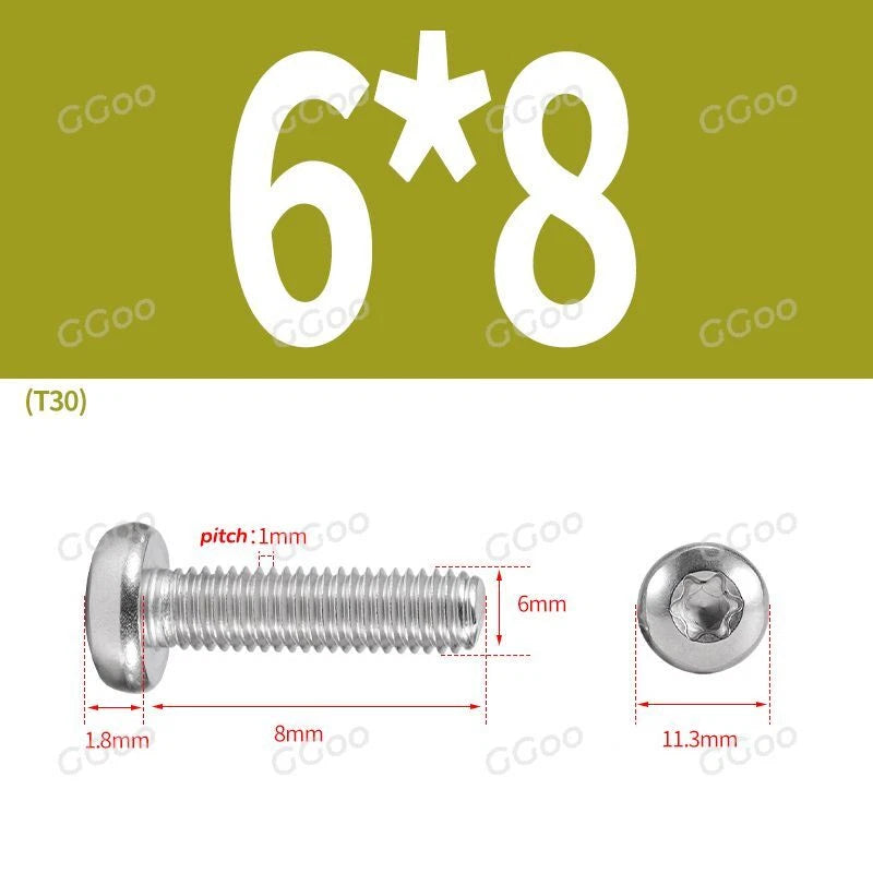 A2 Stainless Steel Torx Pan Head Machine Screws — M2 to M8, Six-Lobe Drive