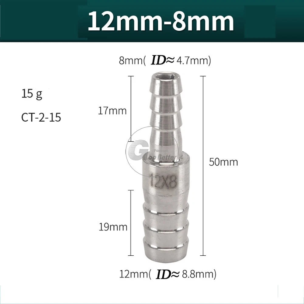 A2 Stainless Steel 8-41mm Barbed Hose Connector,Hosetail Pipe Air Water Oil Fuel