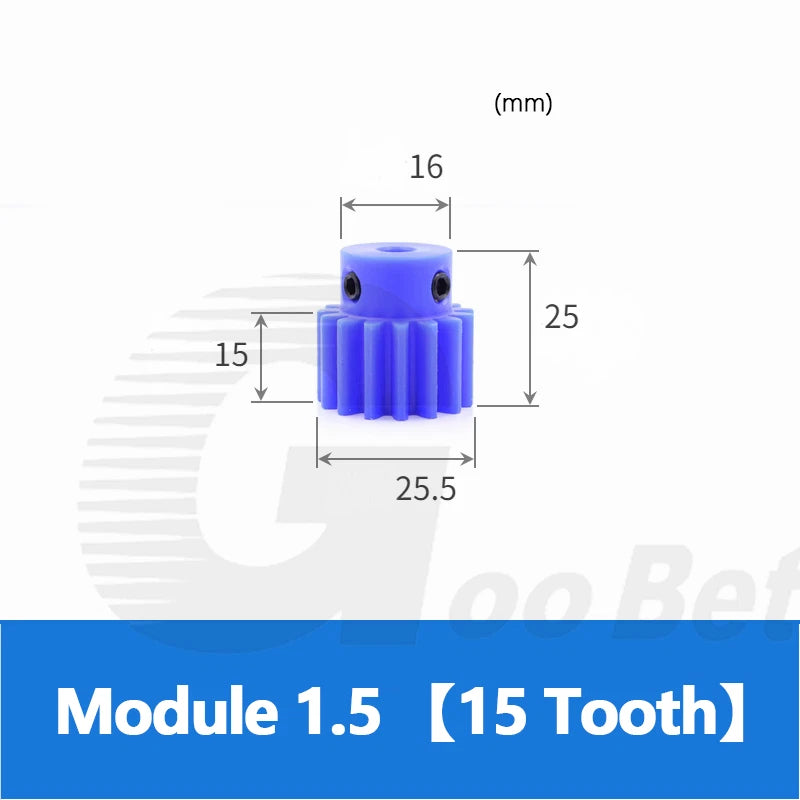 Mod 1/1.5/2 Precision Spur Gear Pinion 15-120 Tooth with Step Bore 4-16mm Nylon
