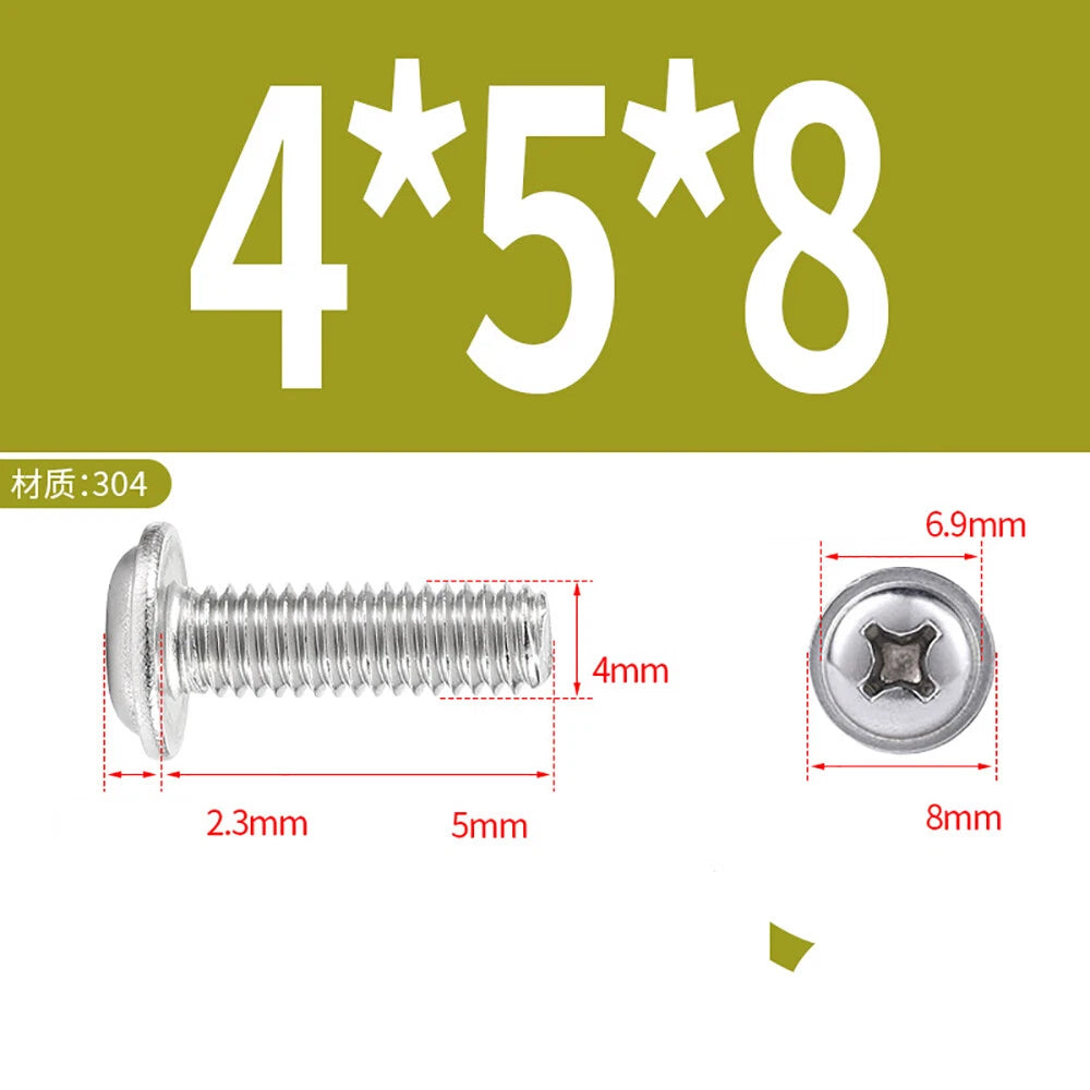 Phillips Flanged Button Head Screws M1.4–M6 | 304 Stainless Steel