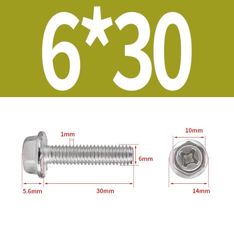 Phillips Hex Flange Screws 304 Stainless Steel M3–M8 | Dentate & Flat Flange - HomeDIYer