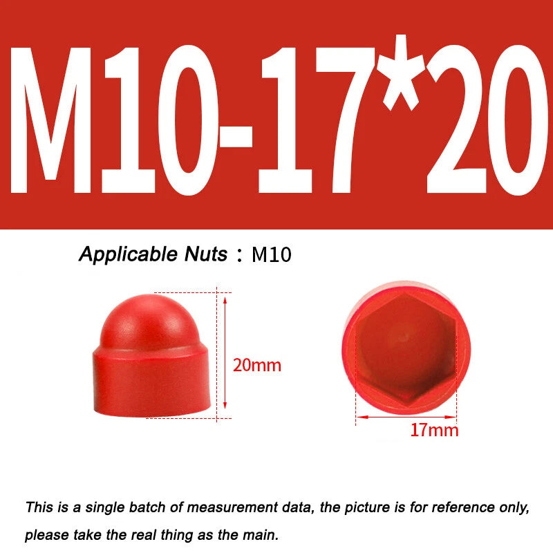 Hex Bolt & Nut Protection Caps – Plastic Hexagonal Screw Covers for M4 M5 M6 M8 M10 to M24 (PE, 5-100 Pack)