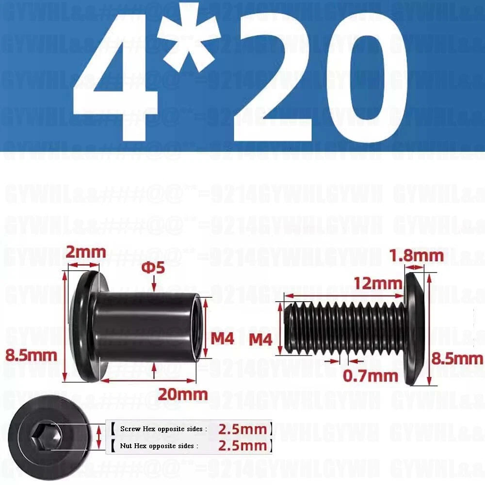 Metric Furniture Connector Bolts with End Cap Nuts — Stainless Steel M2 to M10