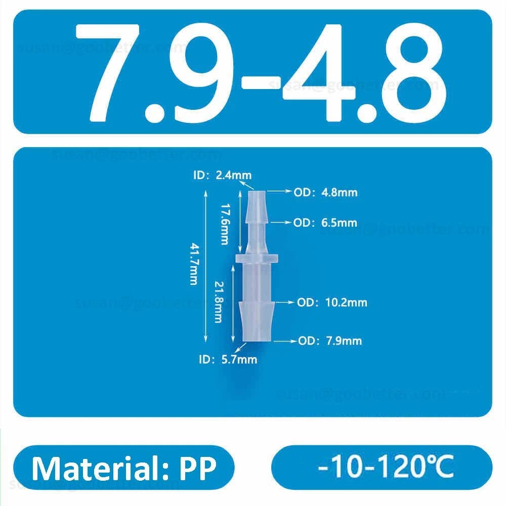 Straight Reducer Barbed Hose Connector — Plastic Joiner for Air & Water Tubing