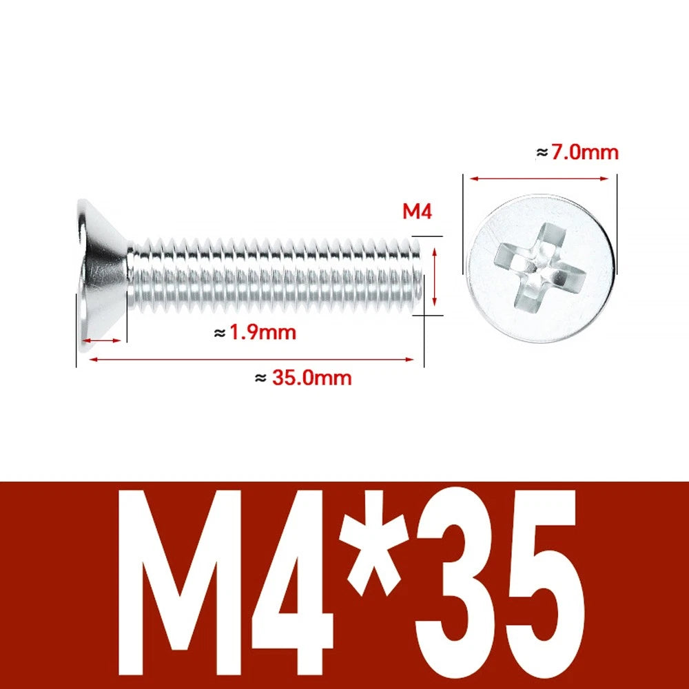 Countersunk Phillips Machine Screws – M2 to M12, White / Colour Zinc Plated, Carbon Steel