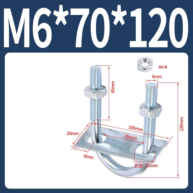 Round U-Bolts Sets Steel 16mm-219mm Inner Width M6 M8 M0 M12 with Nut, Plate