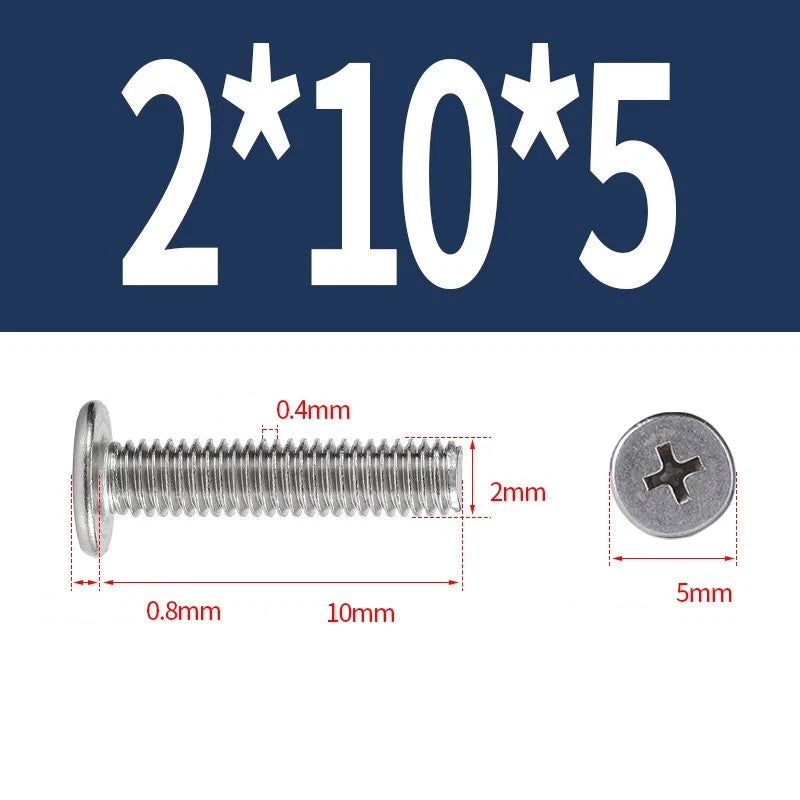 M1–M8 Ultra Thin Flat Head Phillips Machine Screws – A2 Stainless Steel, Fully Threaded