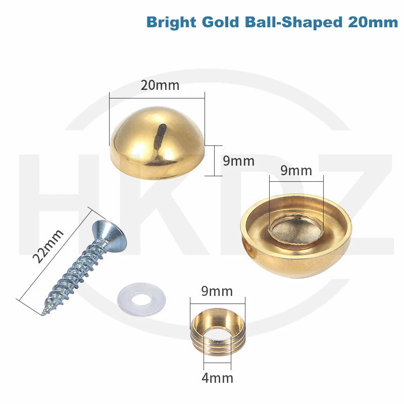 Stainless Steel Mirror Screw Cover Caps – Decorative Disc Plates for Glass, Mirrors & Furniture (16-50mm, Flat/Dome, Silver/Gold/Black/Rose Gold)