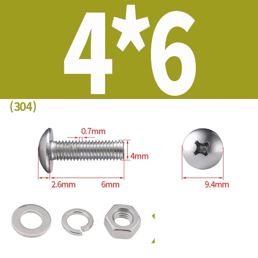 M2–M4 Phillips Truss Head Machine Screws with Hex Nuts & Washers – A2 Stainless Steel - HomeDIYer
