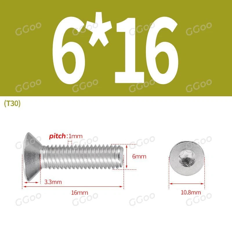 A2 Stainless Steel Torx Countersunk Flat Head Machine Screws M2 M2.5 M3 M4 M5 M6 M8 DIN 965 — 4mm to 60mm
