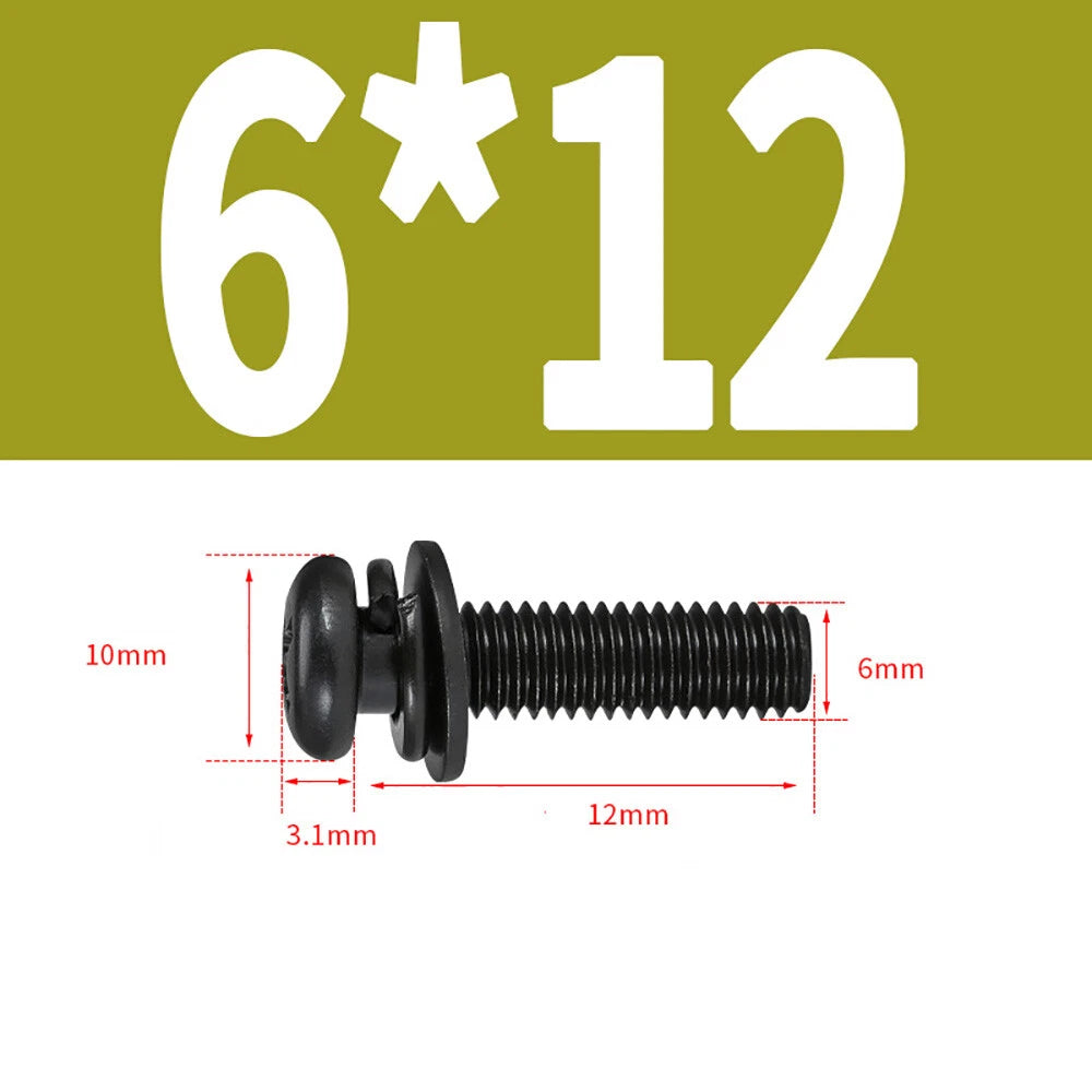 M5–M8 Phillips Pan Head Screws with Flat Washer – Nickel Plated or Black Zinc, Carbon Steel