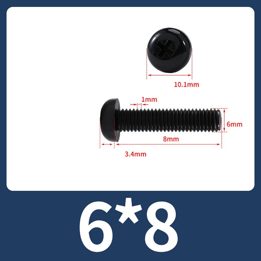 M5 M6 M8 Nylon Phillips Pan Head Machine Screws – Black & White - HomeDIYer