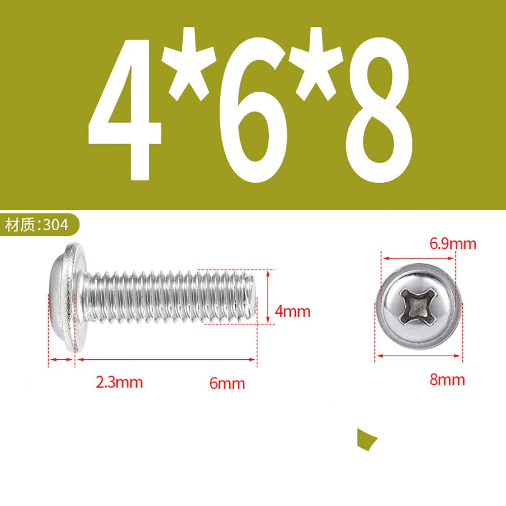 Phillips Flanged Button Head Screws M1.4–M6 | 304 Stainless Steel