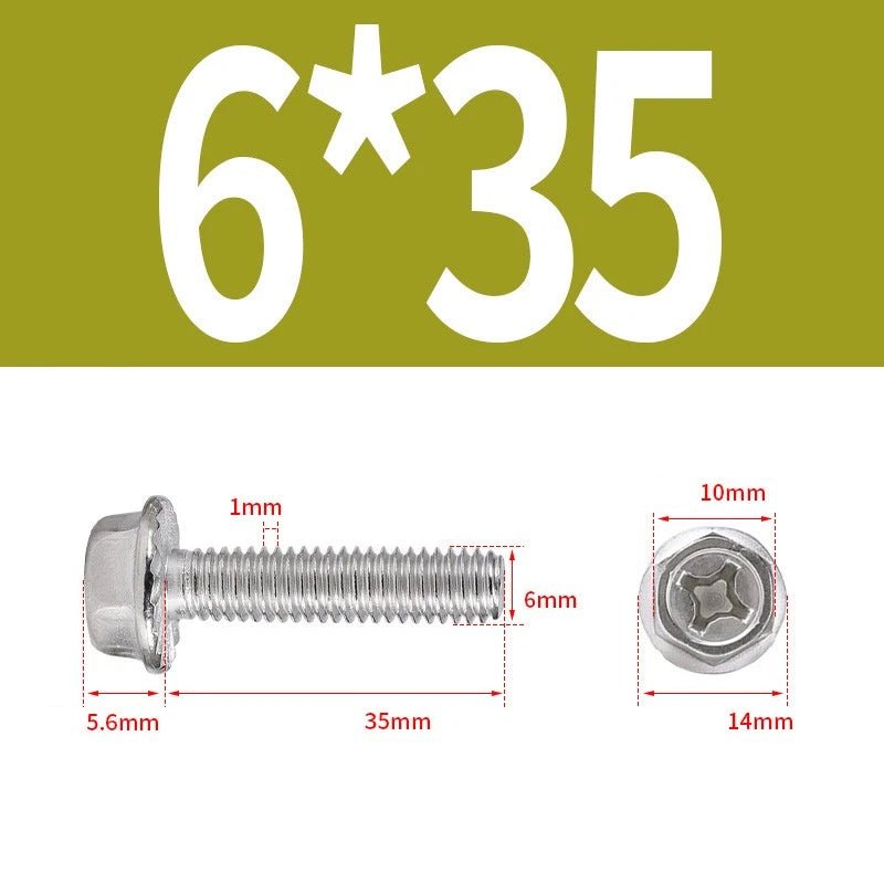 Phillips Hex Flange Screws 304 Stainless Steel M3–M8 | Dentate & Flat Flange - HomeDIYer