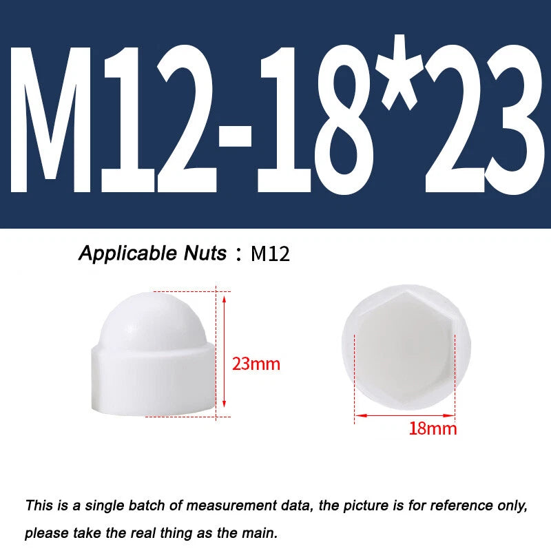 Hex Bolt & Nut Protection Caps – Plastic Hexagonal Screw Covers for M4 M5 M6 M8 M10 to M24 (PE, 5-100 Pack)
