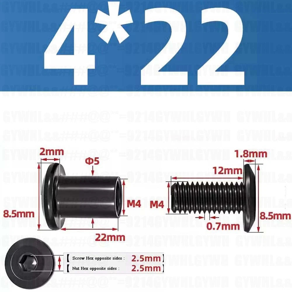 Metric Furniture Connector Bolts with End Cap Nuts — Stainless Steel M2 to M10