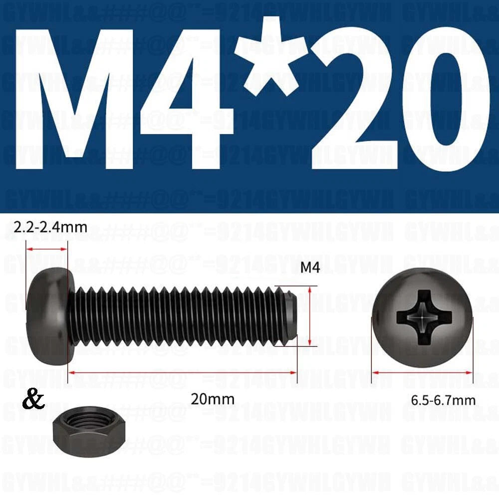 Black Pan Head Phillips Machine Screws + Hex Nuts Set – A2 Stainless Steel, M2 to M10