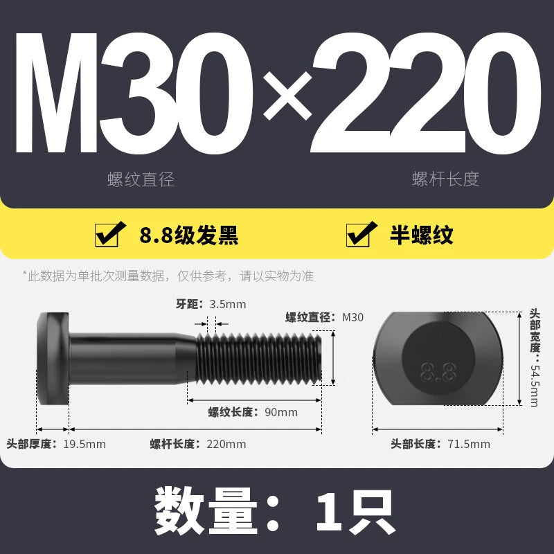 T-Slot Bolts T-Slot Screws Black 8.8 Steel M6 M8 M10 M12 M14 M16 M18 M20 M24-M36