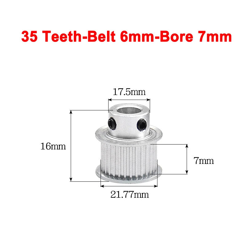 2GT Drive Pulley With Step 16 Tooth - 100 Tooth Bore 4mm - 25mm for 6mm Belt