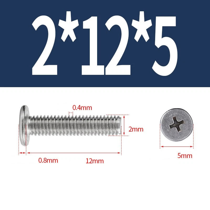 M1–M8 Ultra Thin Flat Head Phillips Machine Screws – A2 Stainless Steel, Fully Threaded