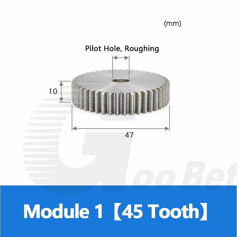 Mod 1 1.5 2 2.5 3 4 5 Spur Gear C45 Steel 12 Tooth - 160 Tooth Motor Pinion Flat
