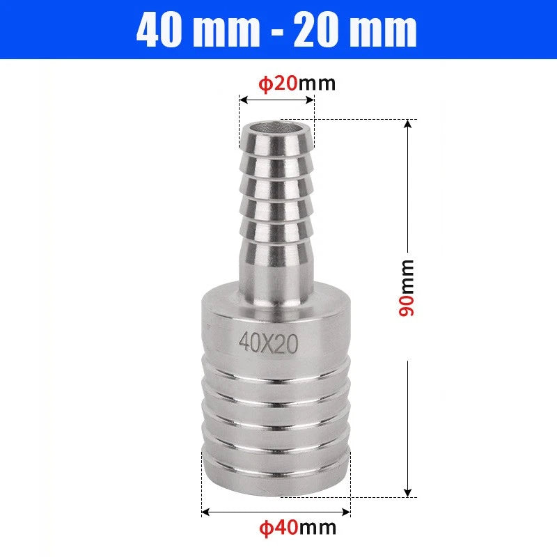 6mm~50mm Stainless Reducer Barbed Hose Joiner Connector Air Water Pipe Gas Tubi