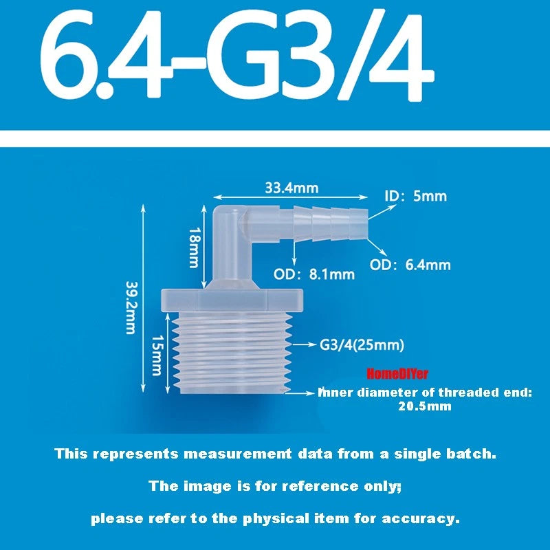 Male Thread Barbed 90° Elbow Hose Connector — Plastic Pipe Fitting with Washer