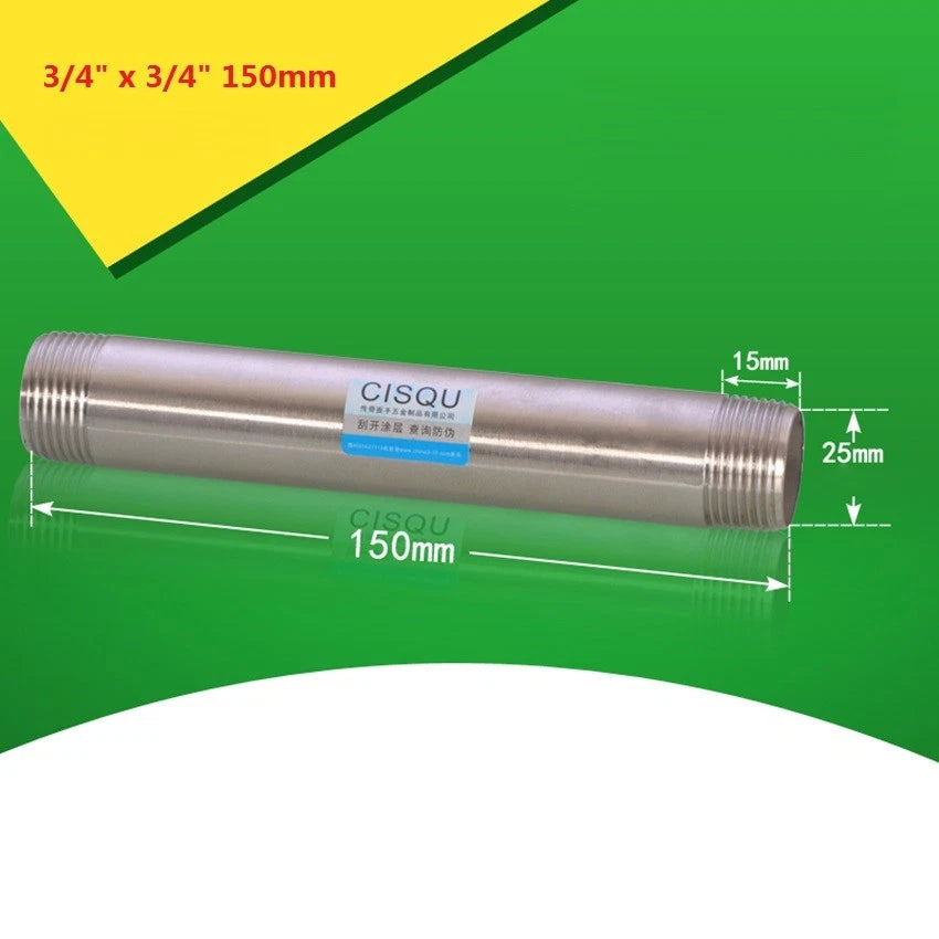 Stainless Steel BSP Male Threaded Double Nipple Pipe Extension Fitting | 1/2" 3/4" 1"
