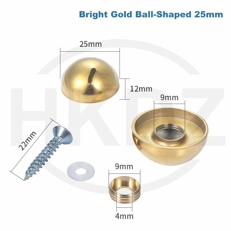 Stainless Steel Mirror Screw Cover Caps – Decorative Disc Plates for Glass, Mirrors & Furniture (16-50mm, Flat/Dome, Silver/Gold/Black/Rose Gold)