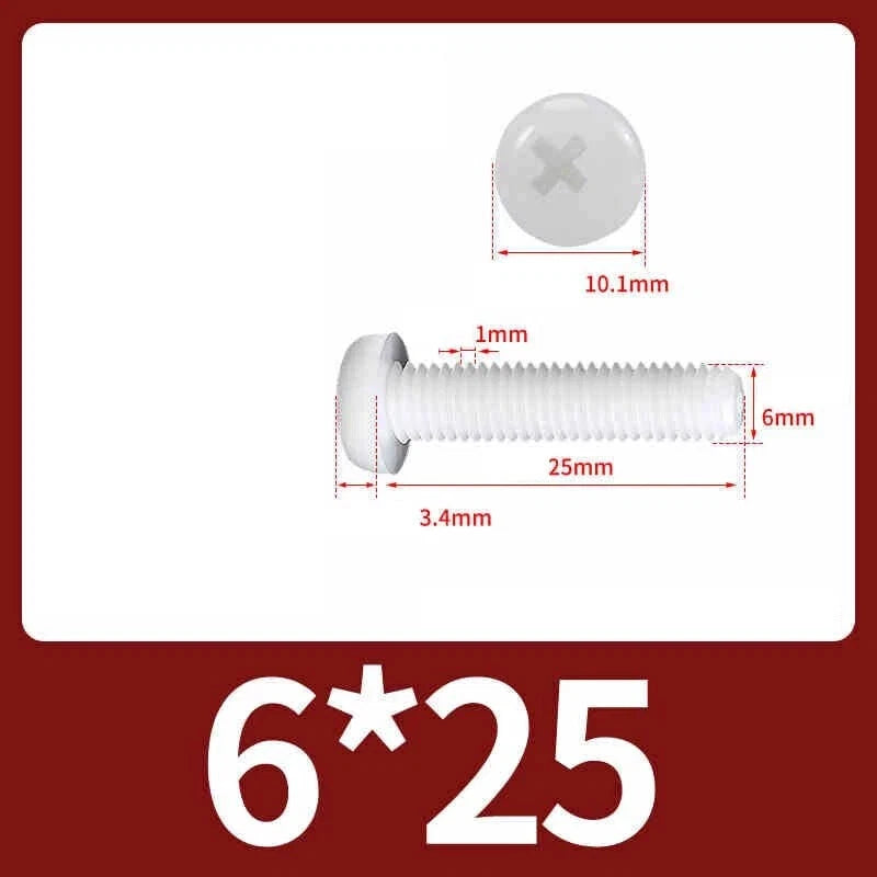 White Nylon Phillips Pan Head Machine Screws – M2 to M8, Non‑Conductive & Corrosion‑Free (PA66)